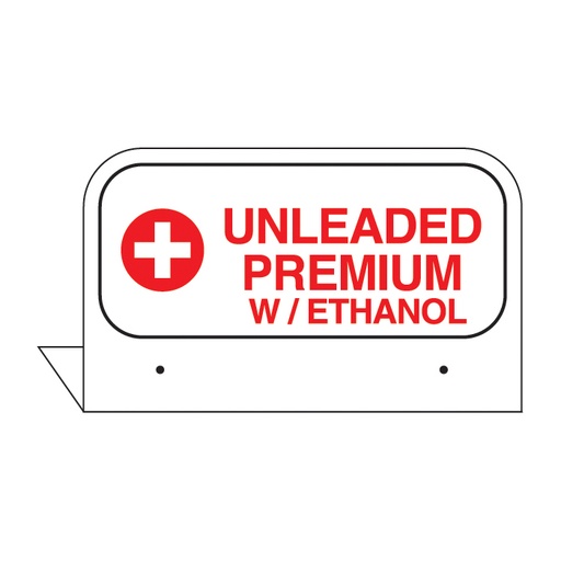 [FPI-PE-04] FPI-PE-04 - 3.5" x 2.625" Fill Pipe ID Tag "UNLEADED PREMIUM W/ ETHANOL"