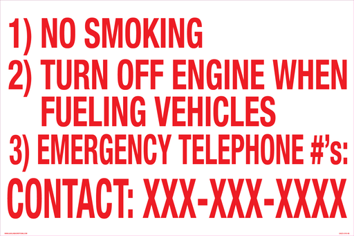 [CAS23-2416-NS] CAS23-2416-NS - 24"W X 16"H - No Smoking Turn Off Engine When.. Red on White Aluminum