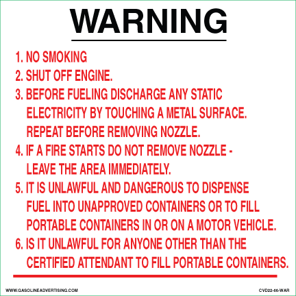 [CVD22-66-WAR] CVD22-66-WAR - 6" W x 6" H  WARNING... Decal