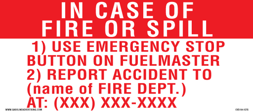 [CVD-94-ICFS] CVD-94-ICFS - 9"W X 4"H - IN CASE OF FIRE... Decal