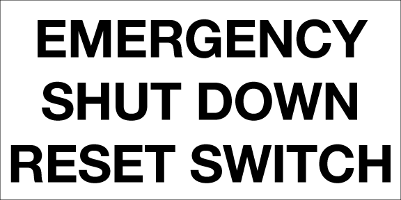 [CES-84-ESDW] CES-84-ESDW -  8"w x 4"h - EMERGECNY SHUT DOWN RESET SWITCH - Engraved Sign with 3/4" high letters - Black on White Engravable Plastic