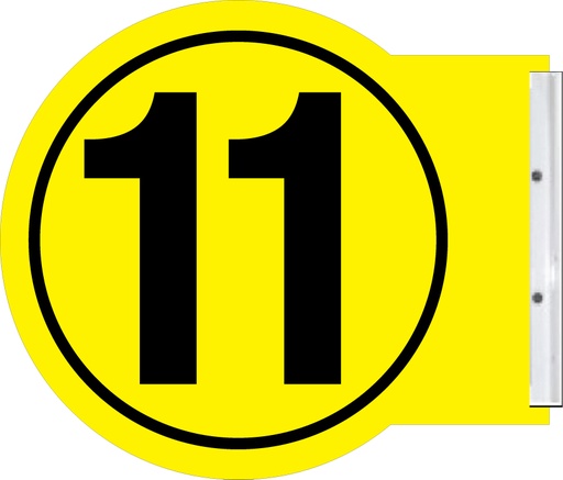 [PS10-BY-11] PS10-BY-11  - Black 10 on Yellow background Pump Number Sign - Same # - Double sided