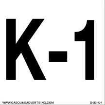 [D-33-K-1] D-33-K1 - 3"W x 3"H - K-1 - Black Letters on White Background Decal