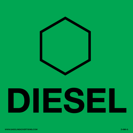 [D-690-G] D-690-G - 6"W x 6"H - API Code DIESEL Black on Green