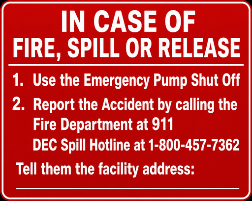 [CRS-2016-ICOF] CRS-2016-ICOF 20" x 16" - IN CASE OF FIRE SPILL OR RELEASE - Reflective Sign