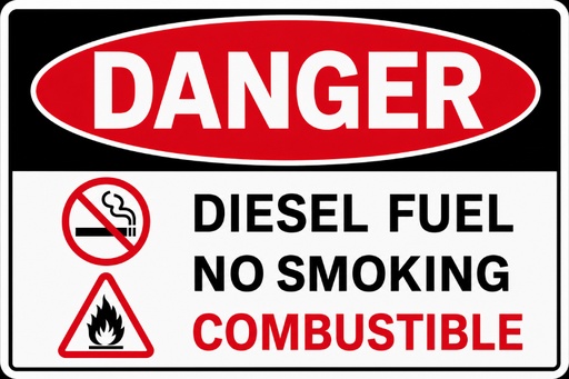 [CVD-128-DANDSL] CVD-128-DANDSL - DANGER DIESEL FUEL NO SMOKING COMBUSTIBLE - Decal