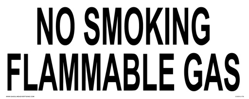 [CVD13-170] CVD13-170 - 20"W X 8"H - NO SMOKING FLAMMABLE GAS  - Black on White decal