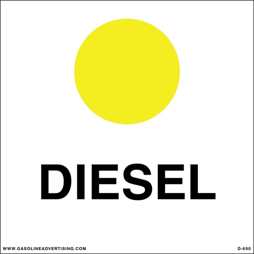 [HPD-690-N] HPD-690-N - 6"W x 6"H - API Color Coded Decal - DIESEL 3M with Lamination Decal
